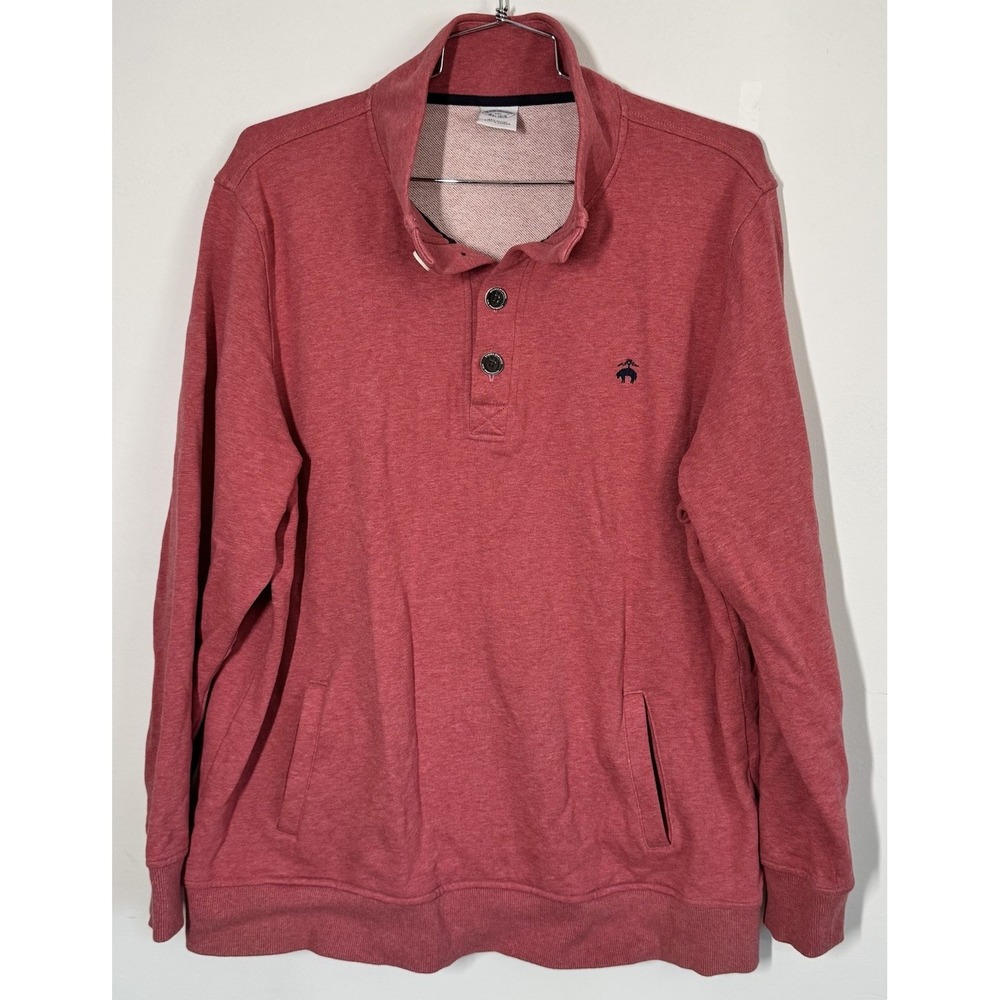 Brooks Brothers French Terry‎ Heathered Red Henley Pullover Sweatshirt Size XXL